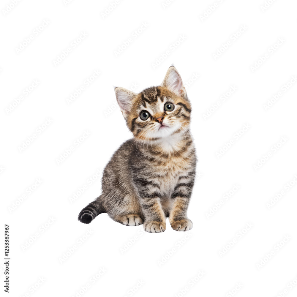 Obraz premium Adorable Tabby Kitten With Striking Eyes Posing for the Camera