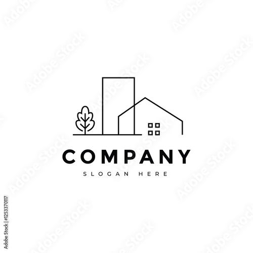 green house line minimalist logo design vector