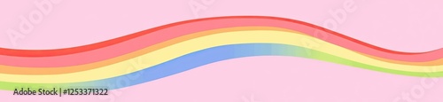 Free Download A flat vector illustration of a rainbow, wavy line on a pink background, with a simple and minimalistic style featuring clean lines - GFXLoad