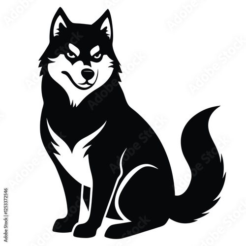 alaskan malamute dog silhouette vector illustration