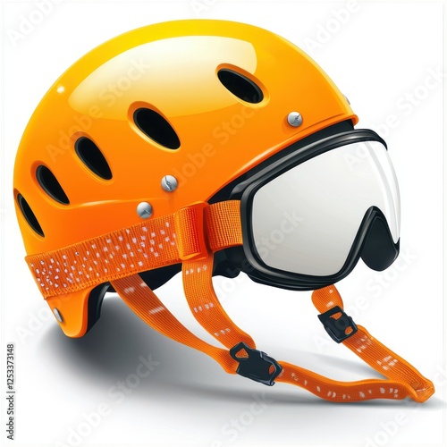 a ski helmet clipart, winter sports gear, futuristic design, metallic finish, isolated on white background photo