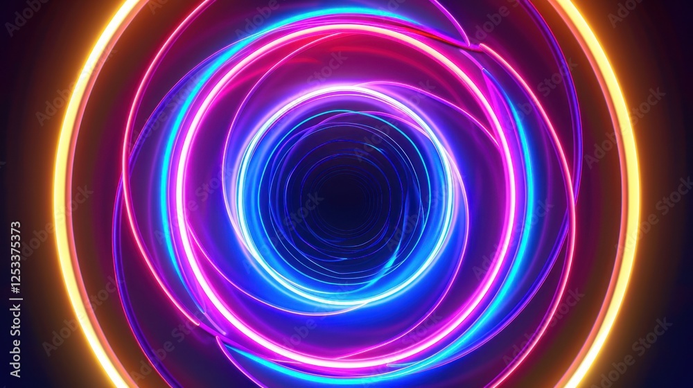 Neon swirl tunnel, vibrant colors, dark background, digital art, website header Neon swirl tunnel, vibrant colors, dark background, digital art, website header