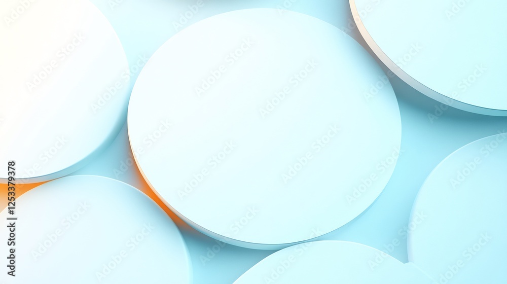 Soft light illuminates pastel blue overlapping circles creating calming abstract background. AI Generated Soft light illuminates pastel blue overlapping circles creating calming abstract background. AI Generated