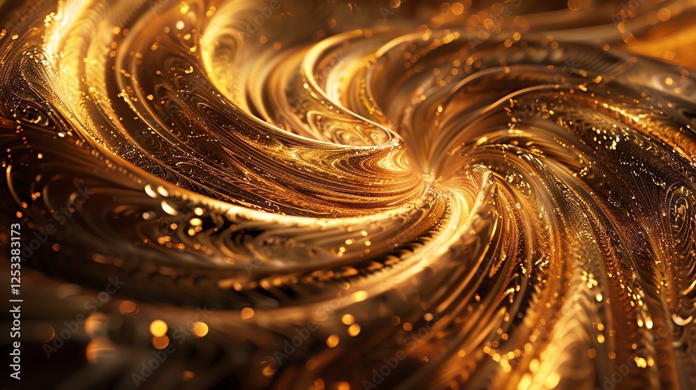 Golden liquid is swirling in a vortex. The liquid is smooth and reflective, and the vortex is creating a sense of movement and energy. Golden liquid is swirling in a vortex. The liquid is smooth and reflective, and the vortex is creating a sense of movement and energy.