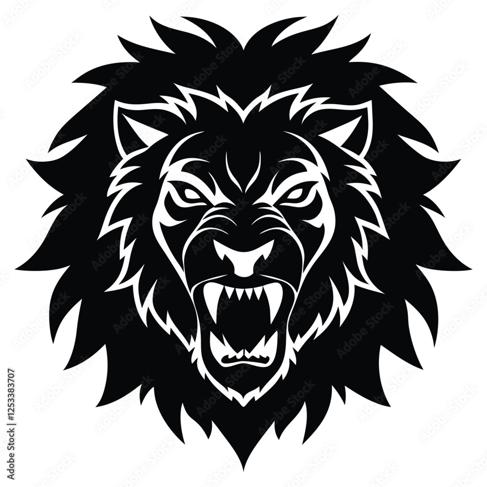 Fototapeta premium lion head silhouette vector illustration
