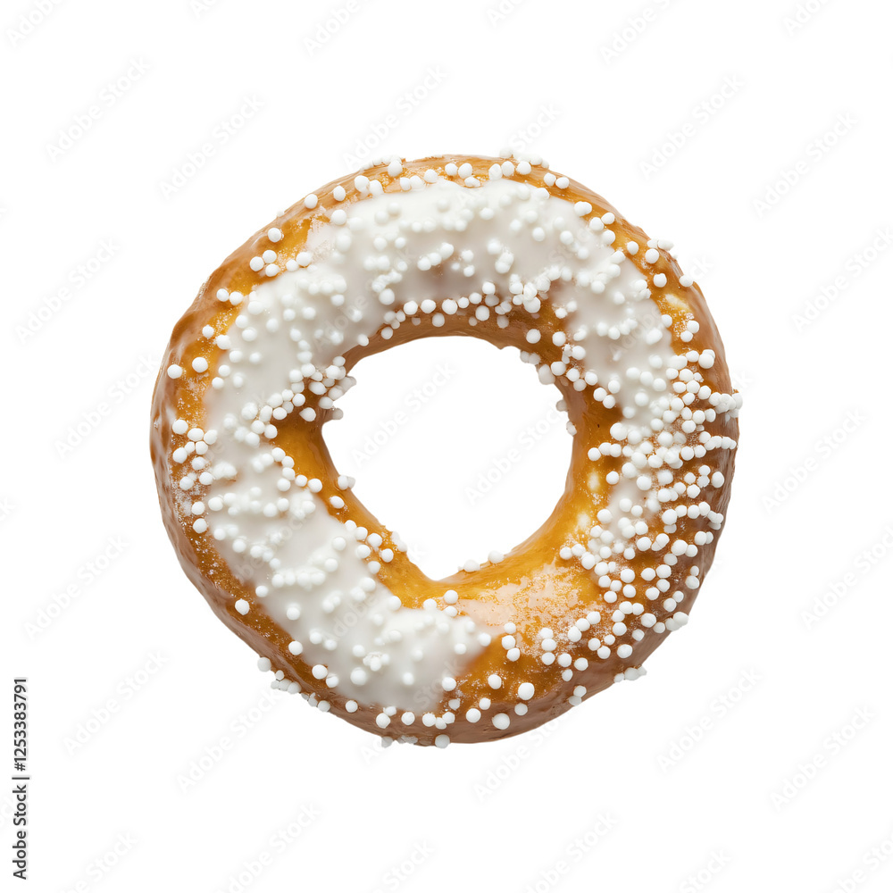 Obraz premium a donut with white frosting and sprinkles