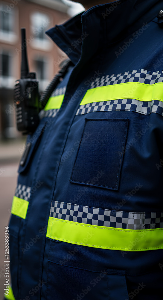Security Uniform: High-Visibility Safety Gear, Radio Communication, Patrol Jacket, Reflective Stripes for Emergency Response & Law Enforcement Security Uniform: High-Visibility Safety Gear, Radio Communication, Patrol Jacket, Reflective Stripes for Emergency Response & Law Enforcement