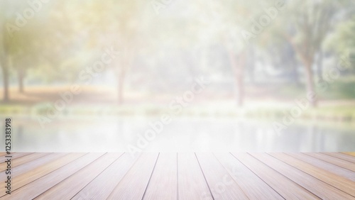 Wood floor and natural scenery

