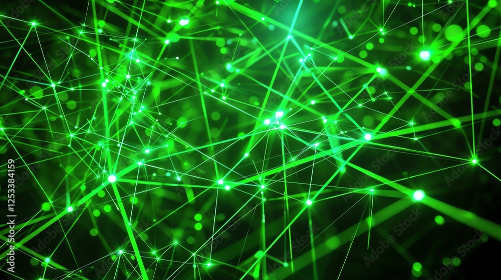 Glowing green neural network. Artificial intelligence concept. 3D rendering. Glowing green neural network. Artificial intelligence concept. 3D rendering.