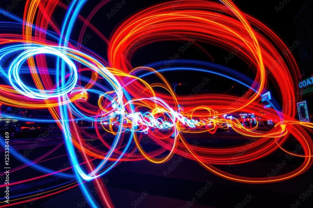 Abstract Light Trails at Night in City Abstract Light Trails at Night in City