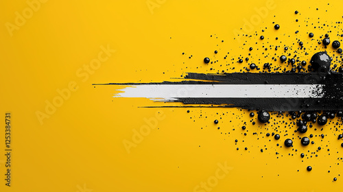 Black and yellow abstract background with brushstroke and halftone style. Creating a dynamic and edgy design with textured grunge feel.
