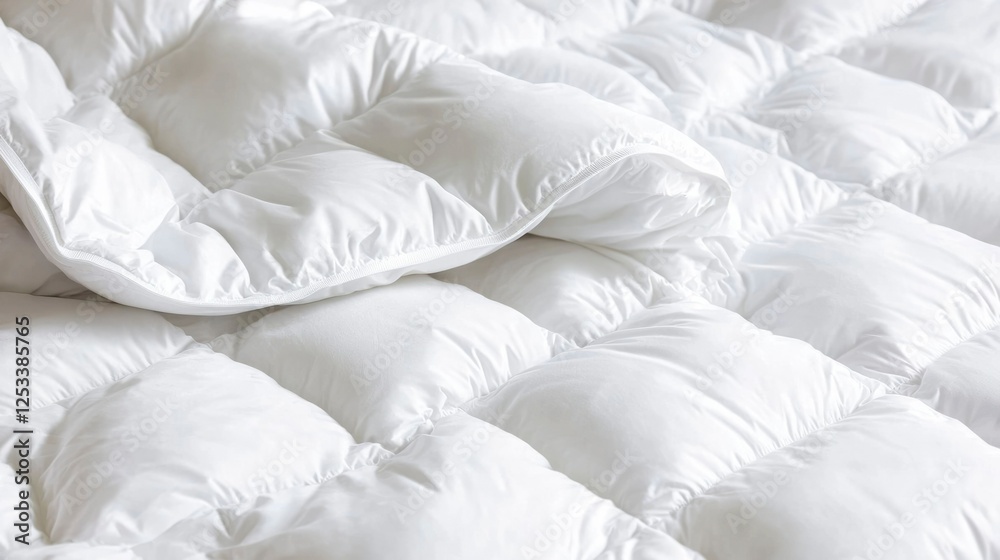 Obraz premium White quilted comforter close-up
