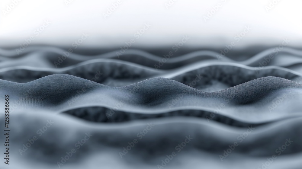 Fototapeta premium Subtle grey waves gently undulate soft light illuminates a tranquil scene. AI Generated