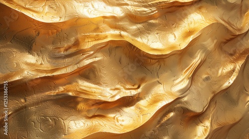 Molten gold. Golden waves. 3D rendering. photo