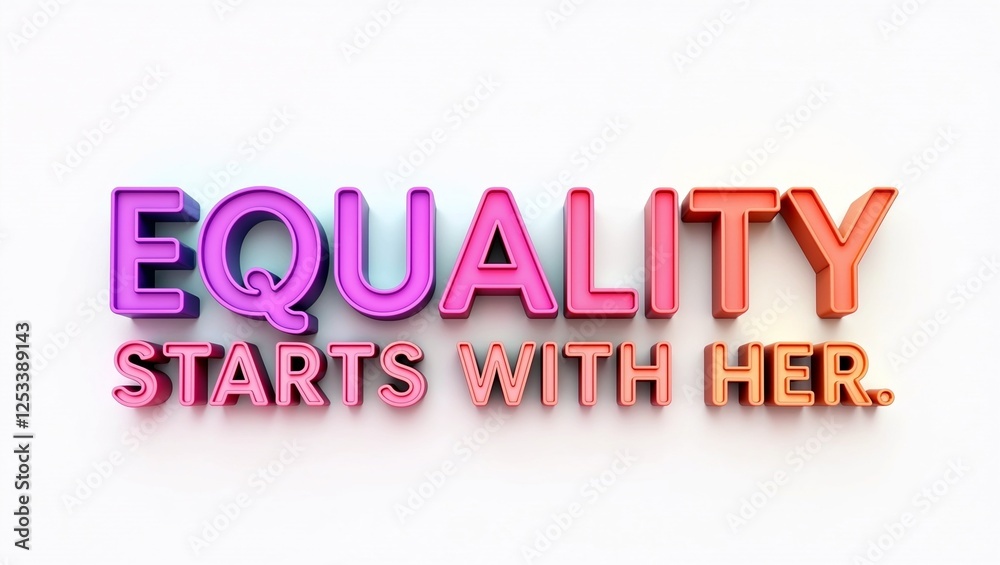 International Women's Day. Bold and colorful 3D typography featuring the phrase International Women's Day. Bold and colorful 3D typography featuring the phrase