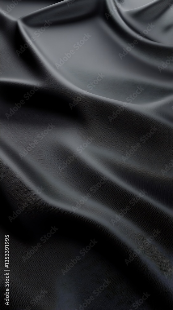 Obraz premium Dark Draped Fabric Softly Illuminated Subtle Shadows Elegant Texture. AI Generated