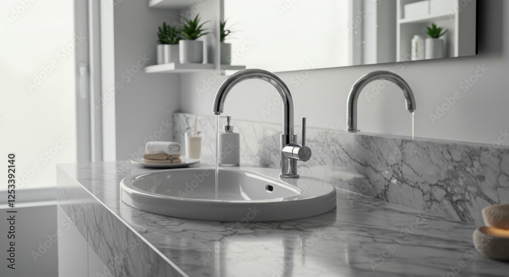 Modern Bathroom Sink with Running Water Modern Bathroom Sink with Running Water