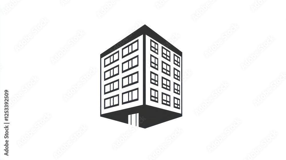 Modern Cube Building Illustration for Business Concept Modern Cube Building Illustration for Business Concept