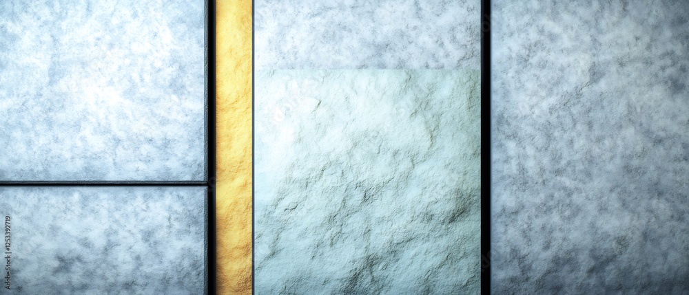 Fototapeta premium Subtle Gold Accents on Cool Grey Textured Wall. AI Generated