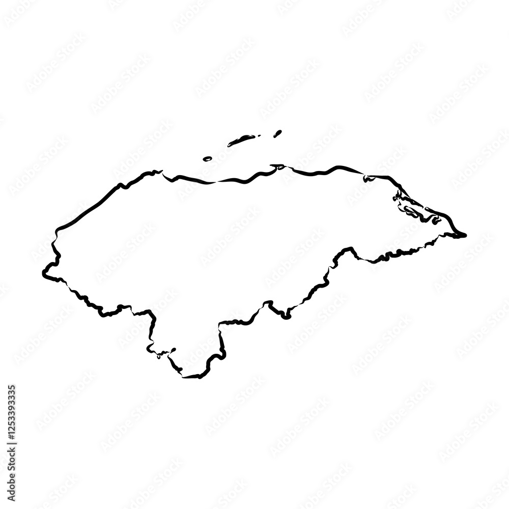 Honduras Map vector template sketch illustration Honduras Map vector template sketch illustration