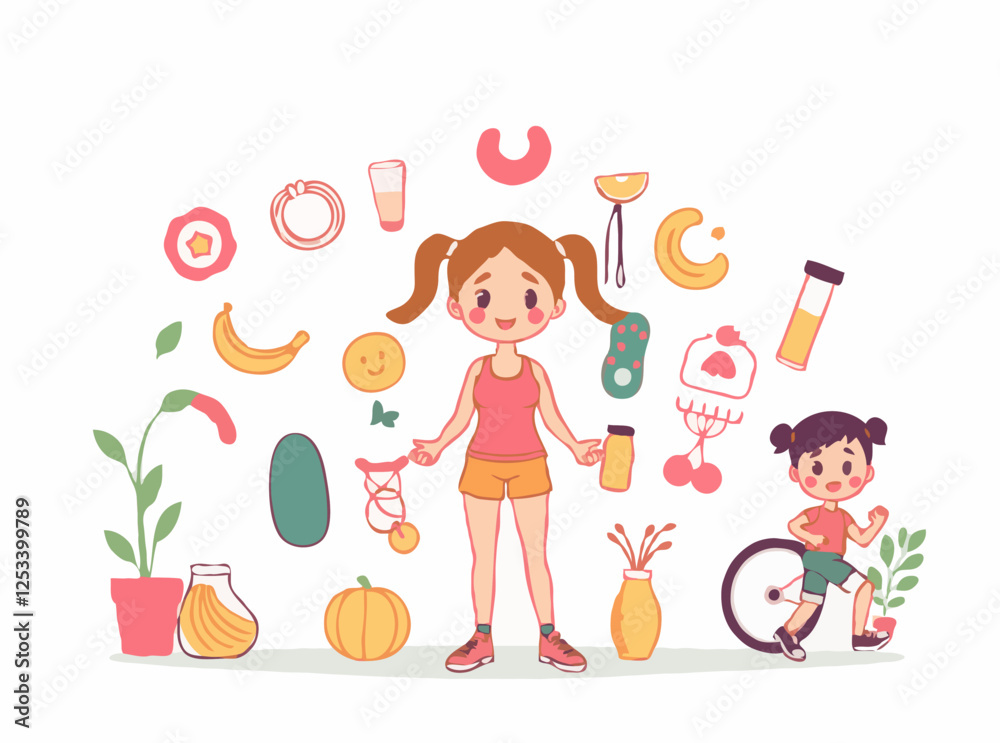 Healthy Lifestyle Concepts: Vector Illustrations for Fitness and Well-being Healthy Lifestyle Concepts: Vector Illustrations for Fitness and Well-being