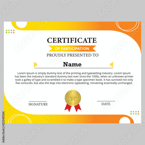 participation certificate template with an elegant and modern gradient frame 