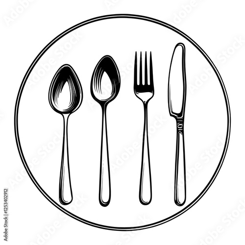 Amazing knife, spoon, and fork Image graphic icon logo design abstract concept vector stock. Can be used as a symbol related to food or tools.