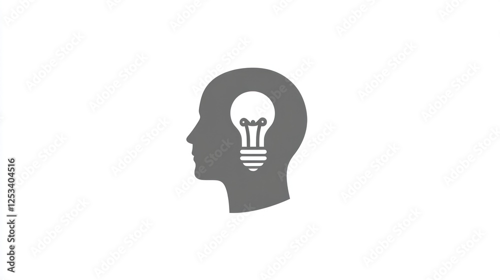 Profile head with lightbulb representing idea Profile head with lightbulb representing idea