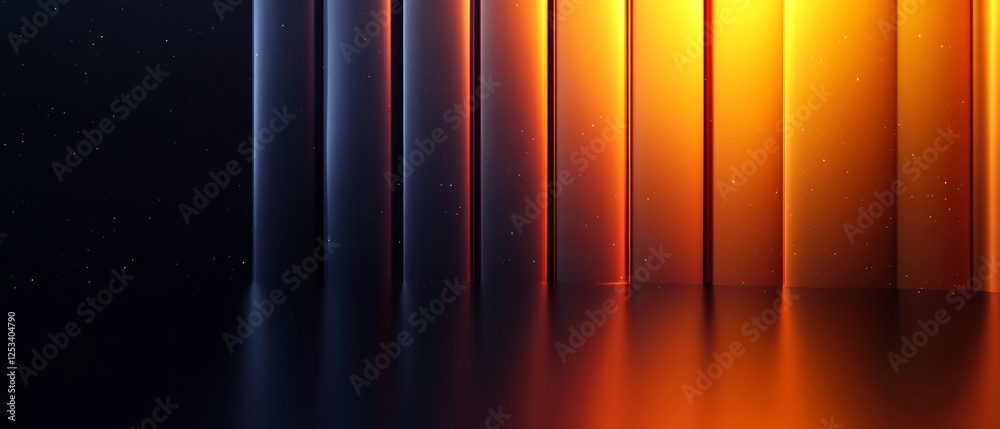 Fototapeta premium Abstract Warm Light Reflects on Vertical Stripes. AI Generated