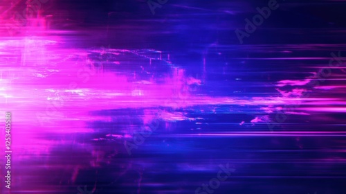 Blurry Purple and Blue Glitch Background for Video Production with Abstract Design Elements and Dynamic Light Effects