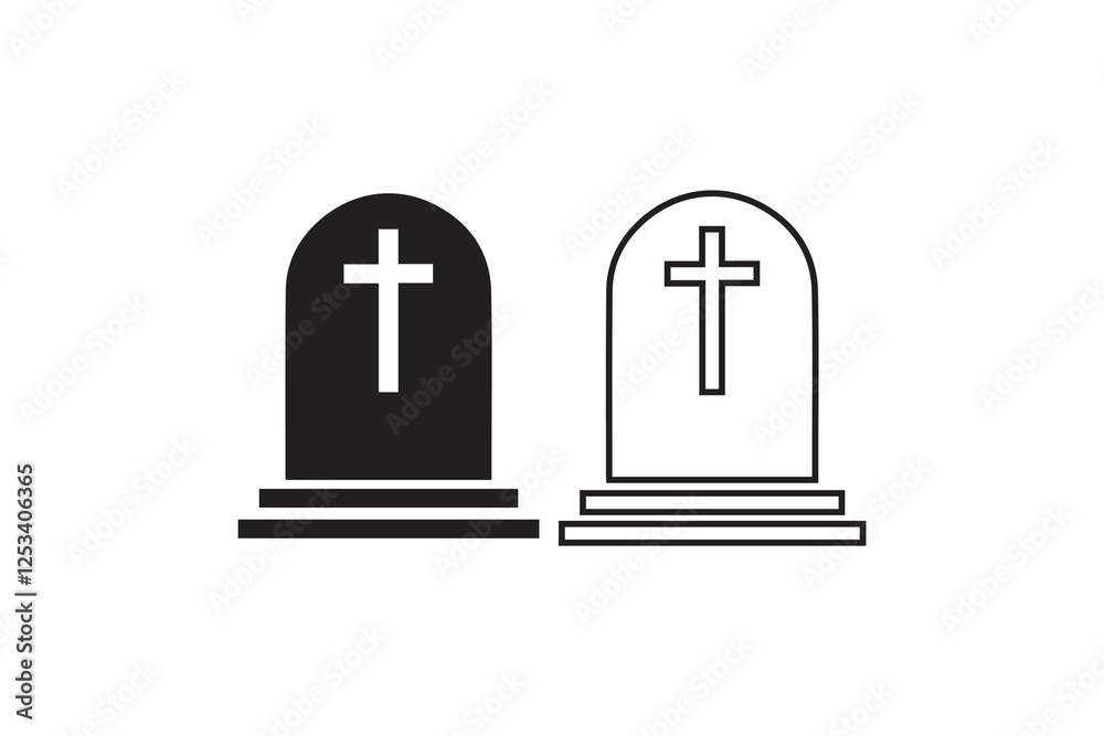 tombstone icon vector silhouette isolated in white background tombstone icon vector silhouette isolated in white background