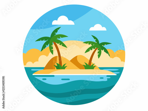 Playa, Islas, Icono del Vector de la Naturaleza para Mar: Ilustración Versátil