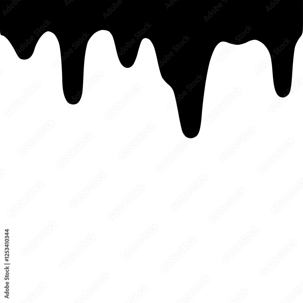 Black Paint melting, dripping down streams. Flat graphic vector illustration isolated on white background. Black Paint melting, dripping down streams. Flat graphic vector illustration isolated on white background.