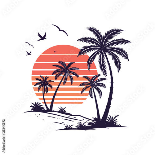 tropical island with palm trees
