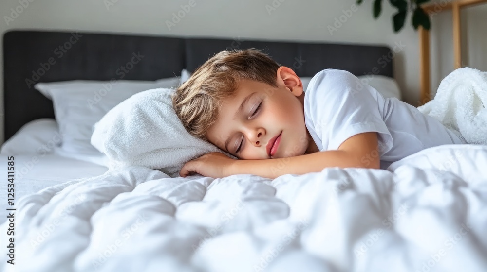 Sweet little boy peacefully sleeping on a soft white blanket, enjoying a peaceful nap in a calm and cozy environment. The innocence and tranquility of a child's sleep captured in a serene moment Sweet little boy peacefully sleeping on a soft white blanket, enjoying a peaceful nap in a calm and cozy environment. The innocence and tranquility of a child's sleep captured in a serene moment