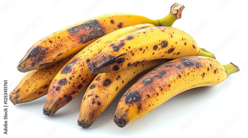 Fresh, ripe bananas with brown spots isolated on a white background and ready for use in recipes Fresh, ripe bananas with brown spots isolated on a white background and ready for use in recipes