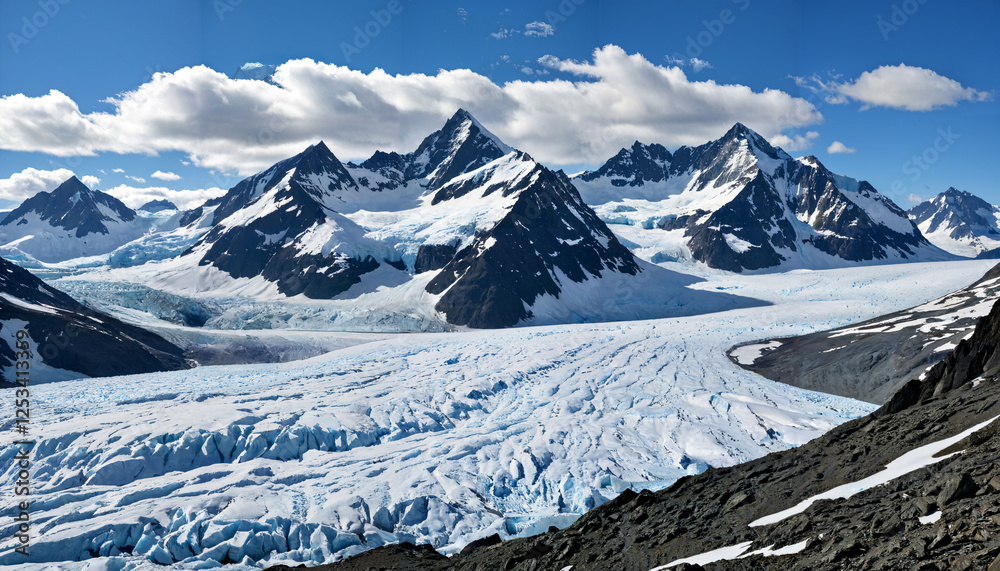 Obraz premium Paysage montagneux enneigé avec un grand glacier