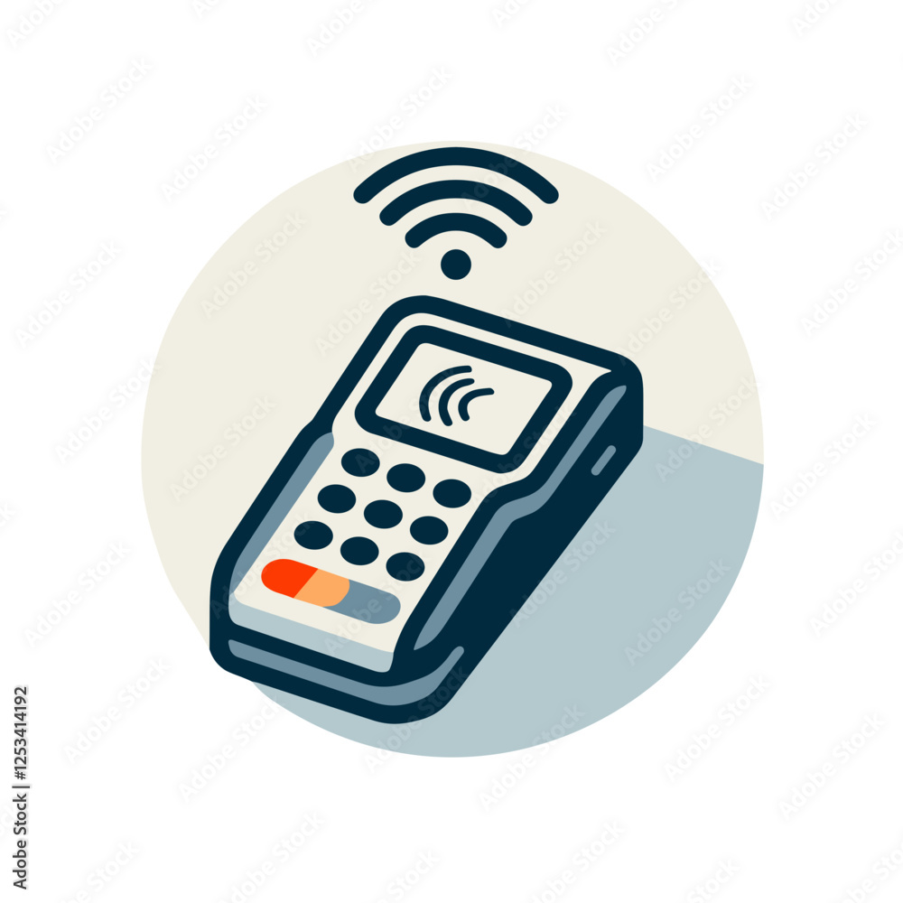Minimalist design flat icon of a payment terminal with a contactless symbol Minimalist design flat icon of a payment terminal with a contactless symbol