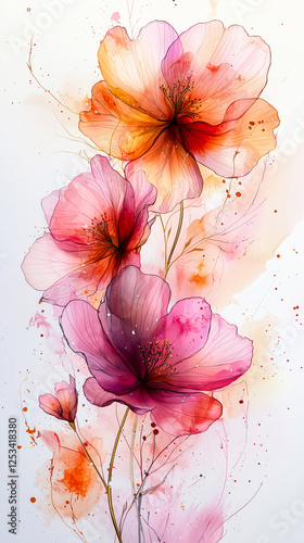 Abstract Watercolor Blossoms