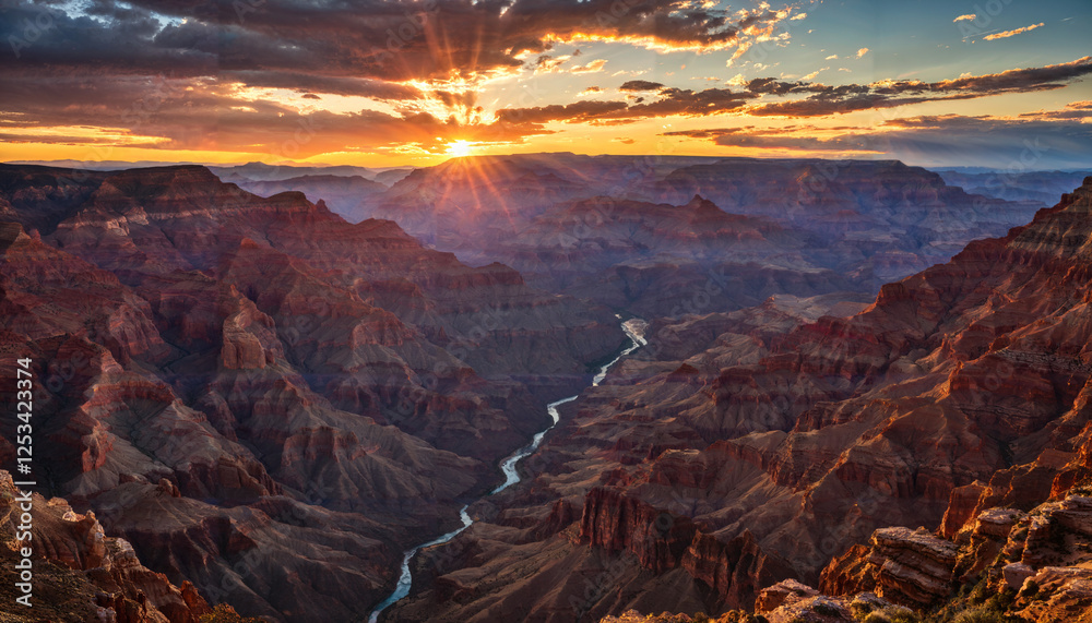Obraz premium Le soleil se couche sur le Grand Canyon.