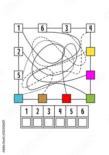 match the numbers and colors. educational game for children. Education worksheet Printable A4 size.

