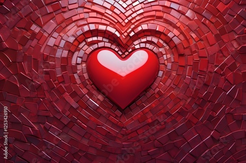Design Hintergrund Grafik im Mosaik-Stil - Rotes Herz