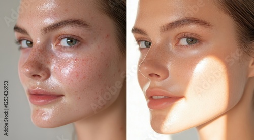 Before and After Skin Treatment Blemishes and Dark Spots Reduction with Freckles Care