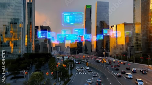 Urban Scene at Sunset