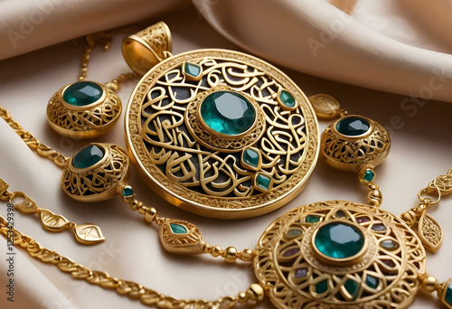 Luxury Filigree Gold Jewelry with Arabic Art and Elegance