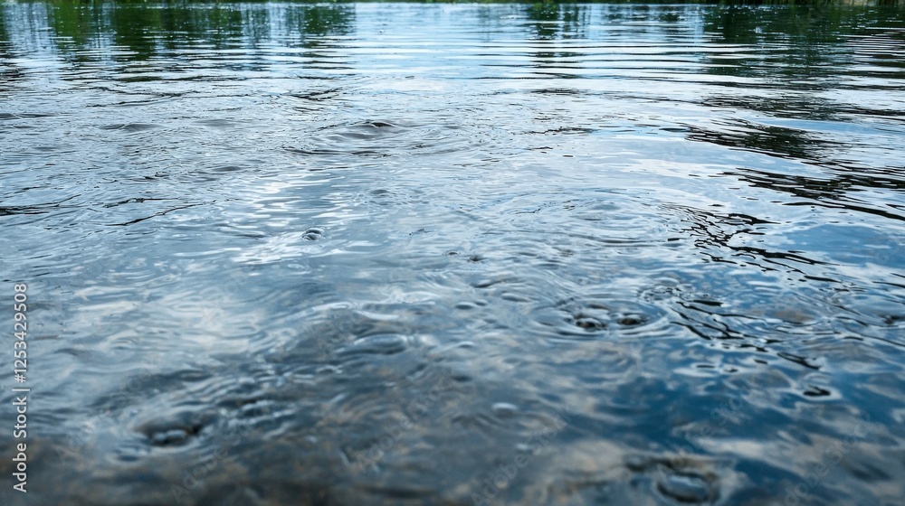 Captivating rainfall ripples on water surface nature reserve photography serene environment low angle reflection concept Captivating rainfall ripples on water surface nature reserve photography serene environment low angle reflection concept