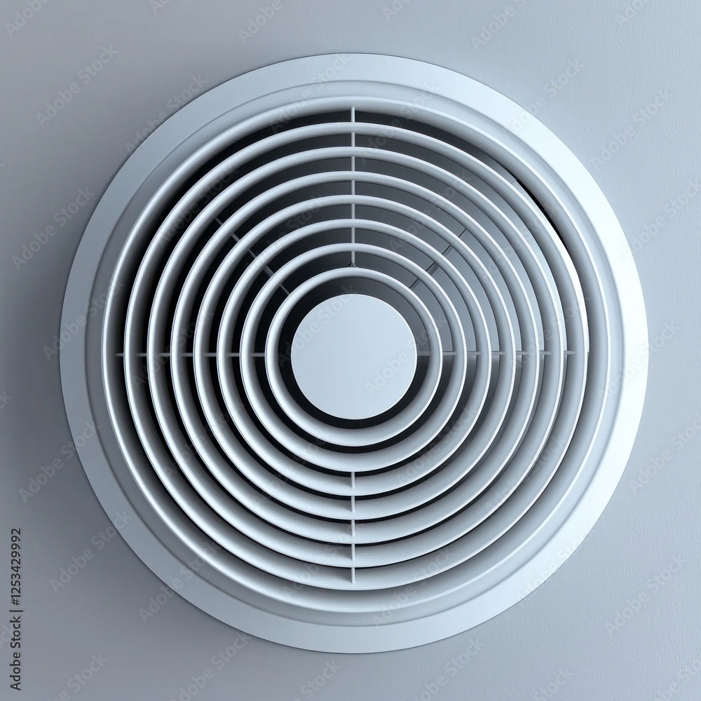 Fototapeta premium Circular vent on a plain wall, ideal for ventilation system visualizations