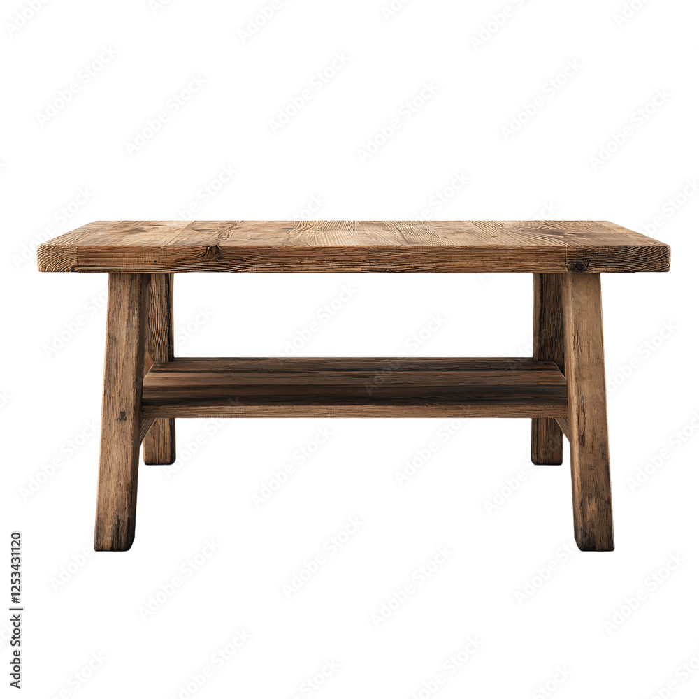 a wooden table with a shelf underneath it a wooden table with a shelf underneath it