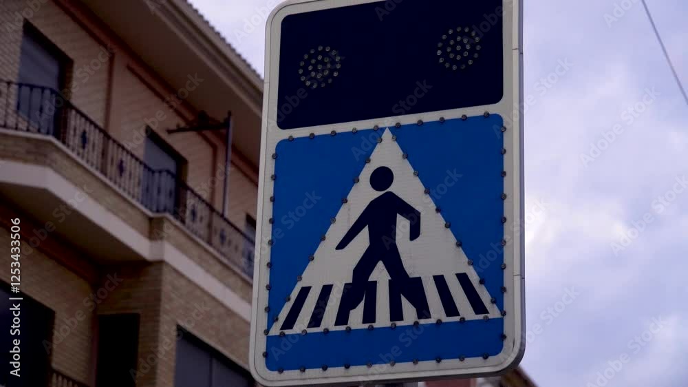 Crosswalk crossing signal illuminated with LED lights Crosswalk crossing signal illuminated with LED lights