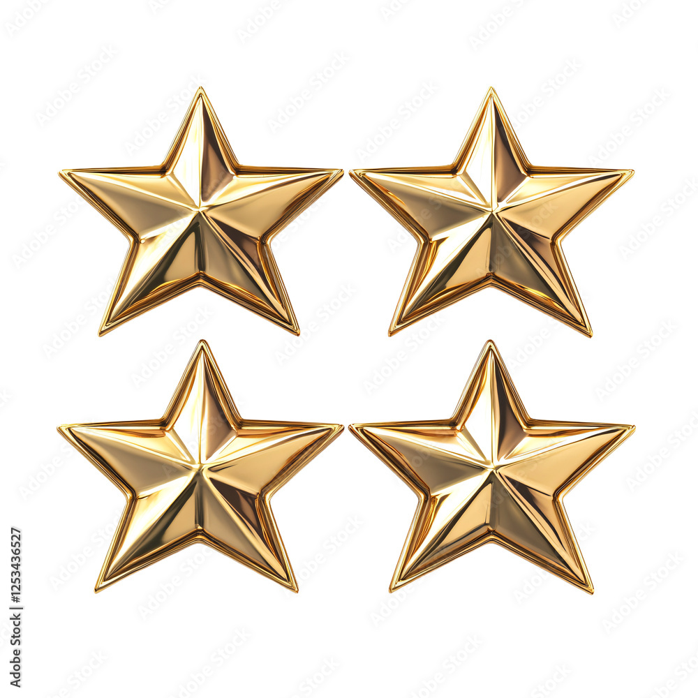 Obraz premium a group of three gold stars on a white background
